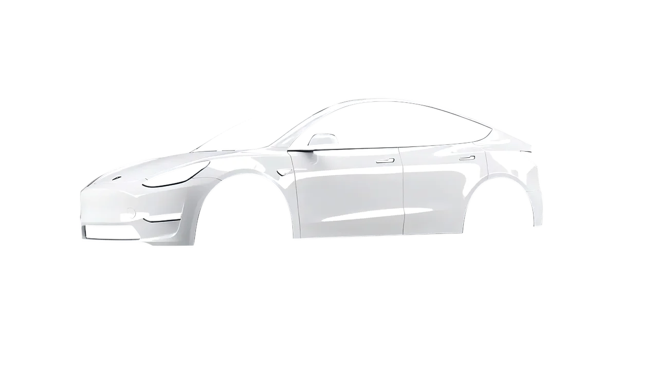 Tesla Model Y 2020 wrapped in Gloss White (3M G10), front three-quarter view