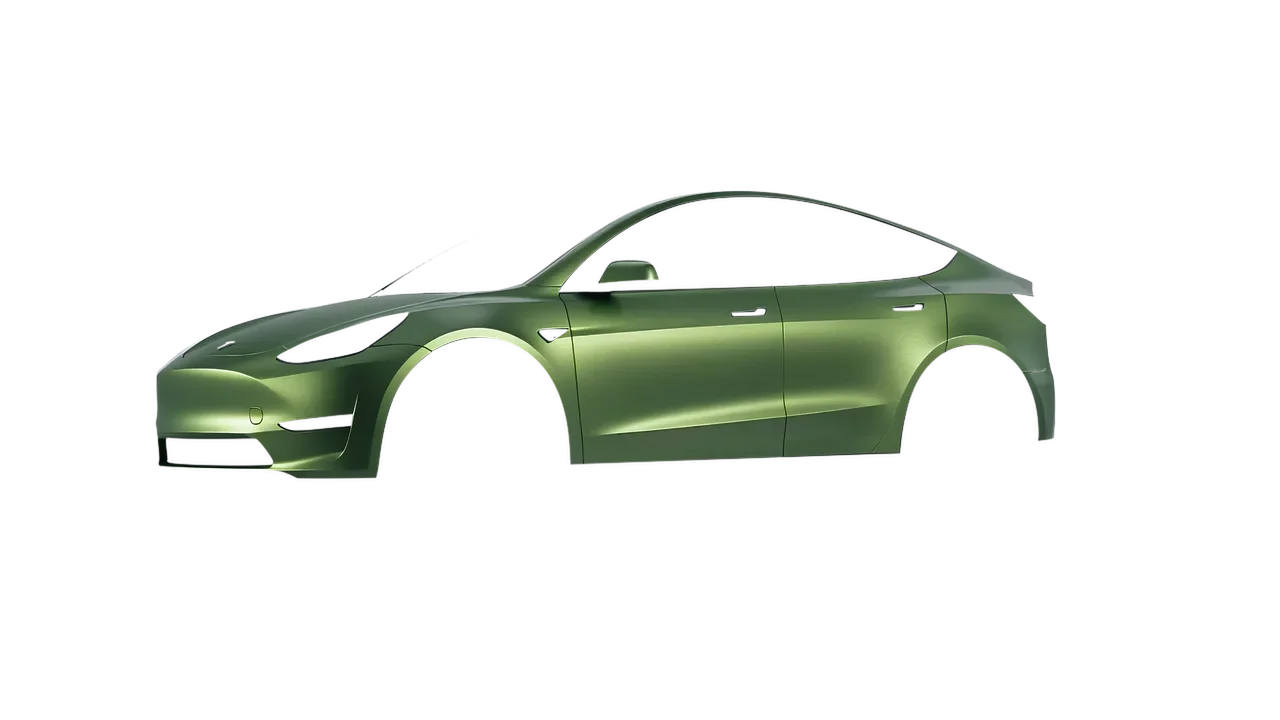 Tesla Model Y 2020 wrapped in Apple Green (Avery Dennison SW900-745-M), front three-quarter view