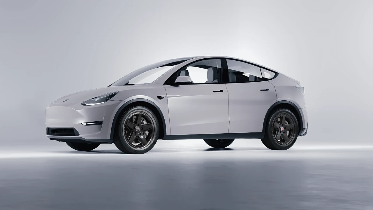 Tesla Model Y 2020 on HRE Performance Wheels 517 forged wheels, front three-quarter view