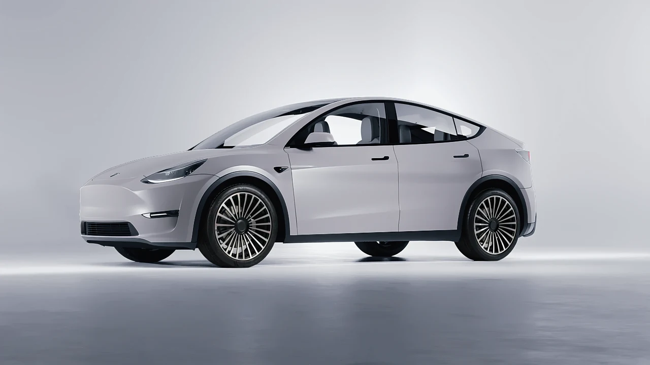 Tesla Model Y 2020 on RDB LA Twenty Three forged wheels, front three-quarter view