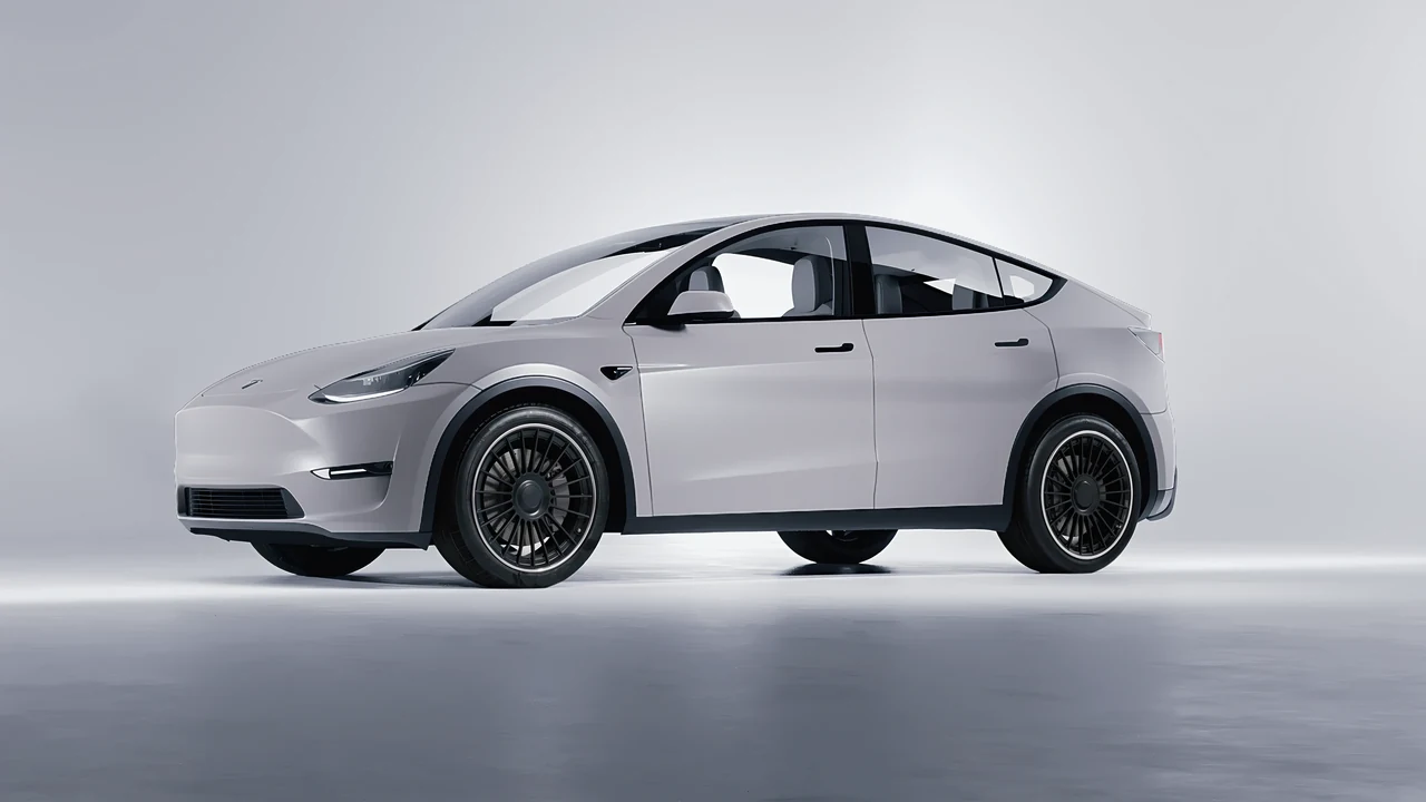 Tesla Model Y 2020 on RDB LA Twenty Two forged wheels, front three-quarter view