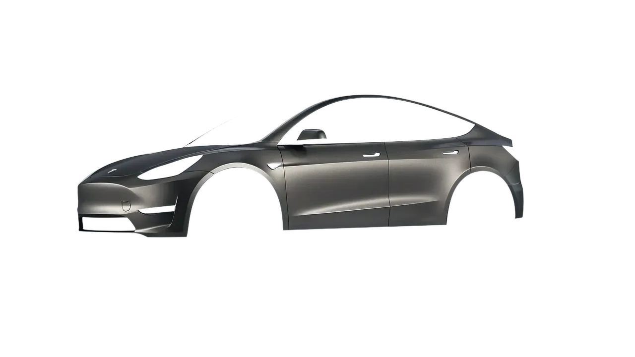 Tesla Model Y 2020 wrapped in Black Rock Grey (Avery Dennison SW900-823-M), front three-quarter view