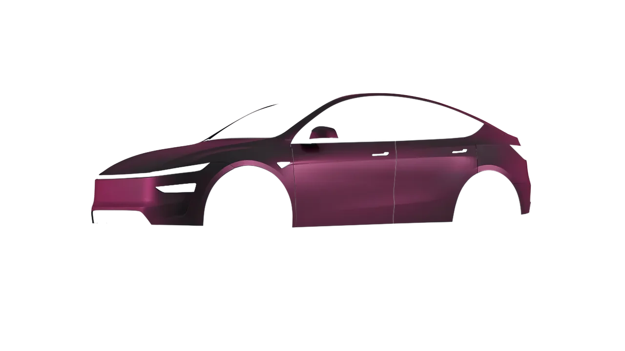 Tesla Model Y Juniper 2025 wrapped in Frozen Mystic Pink Matt (KPMF K75575), front three-quarter view