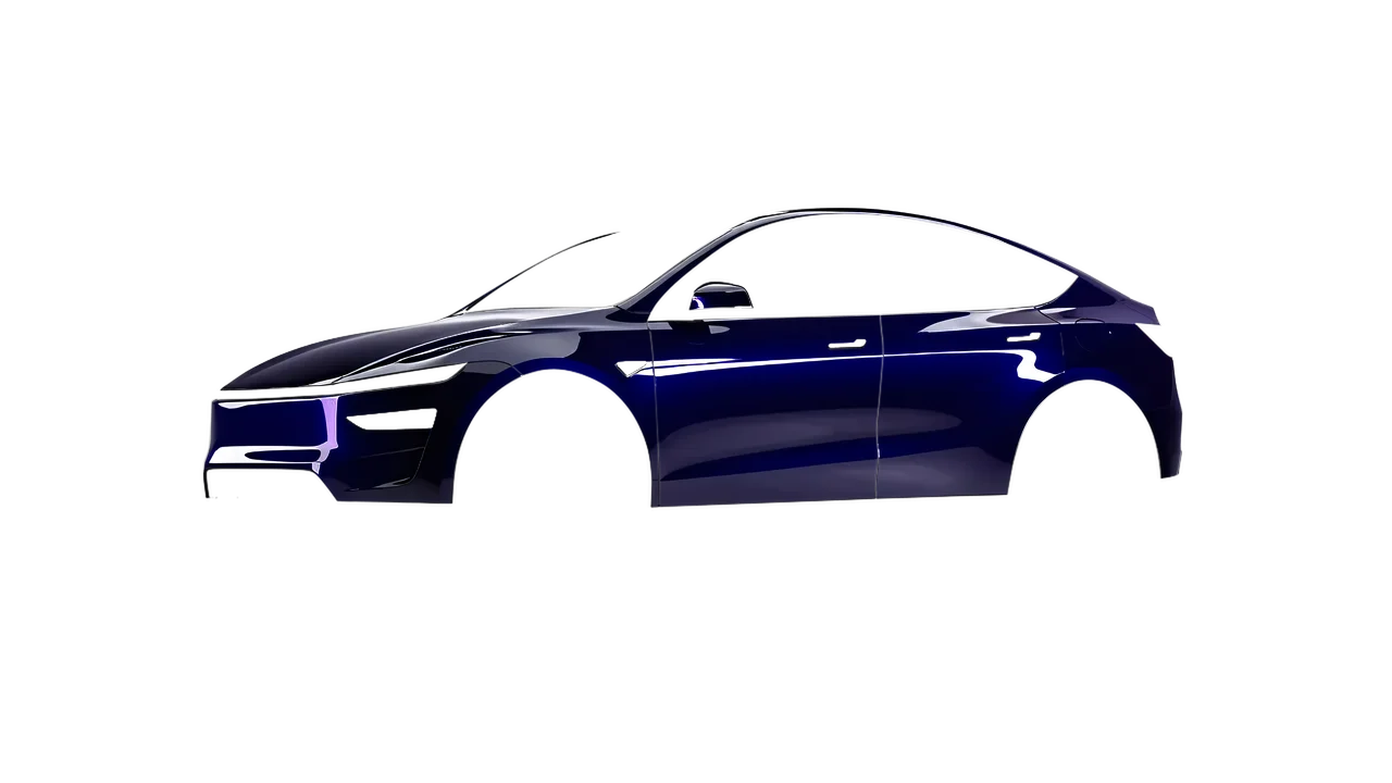 Tesla Model Y Juniper 2025 wrapped in Baltic Blue Gloss (ORACAL 970RA-178G), front three-quarter view