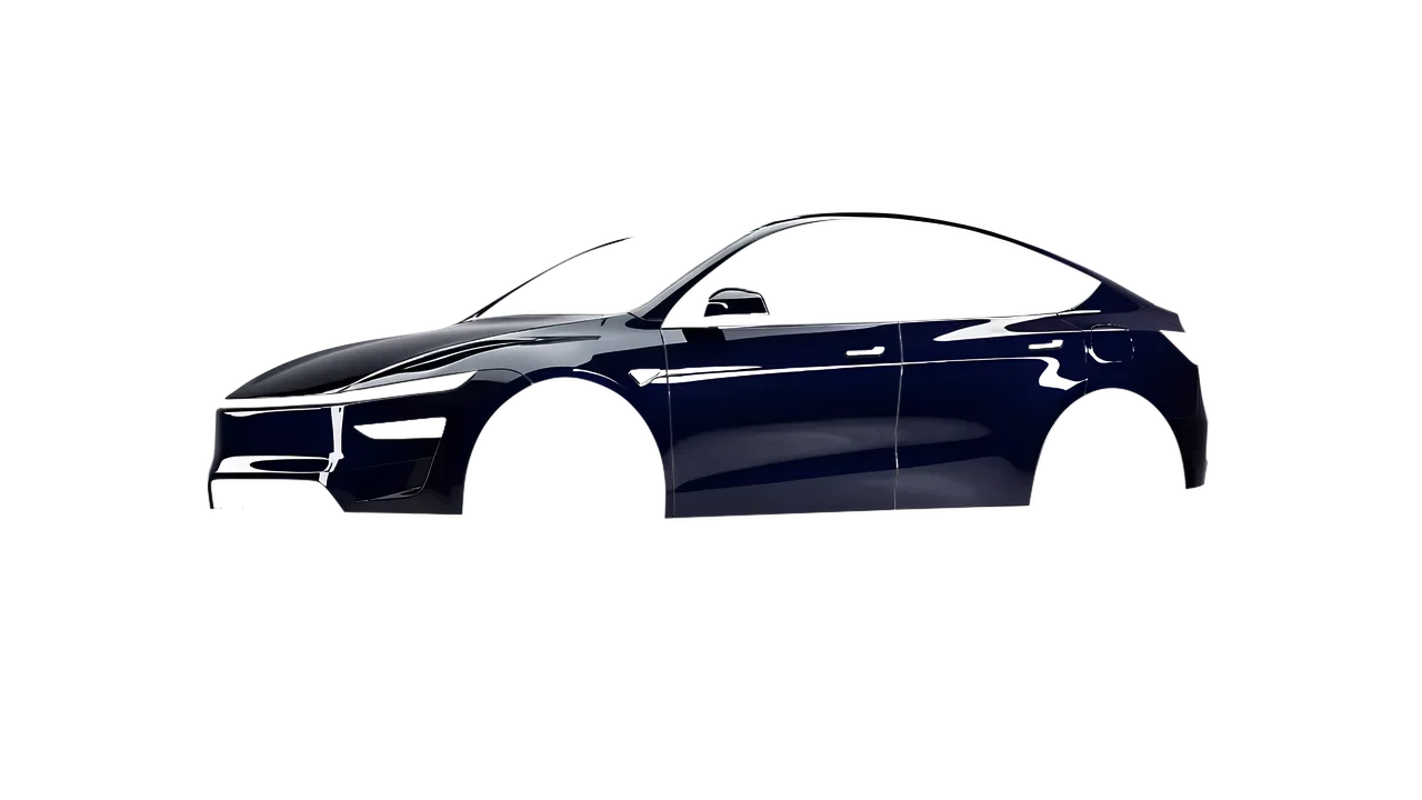 Tesla Model Y Juniper 2025 wrapped in GT3 Blue Gloss (ORACAL 970RA-111G), front three-quarter view