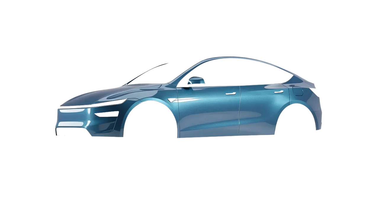 Tesla Model Y Juniper 2025 wrapped in Ballistic Blue Gloss (ORACAL 970RA-571G), front three-quarter view