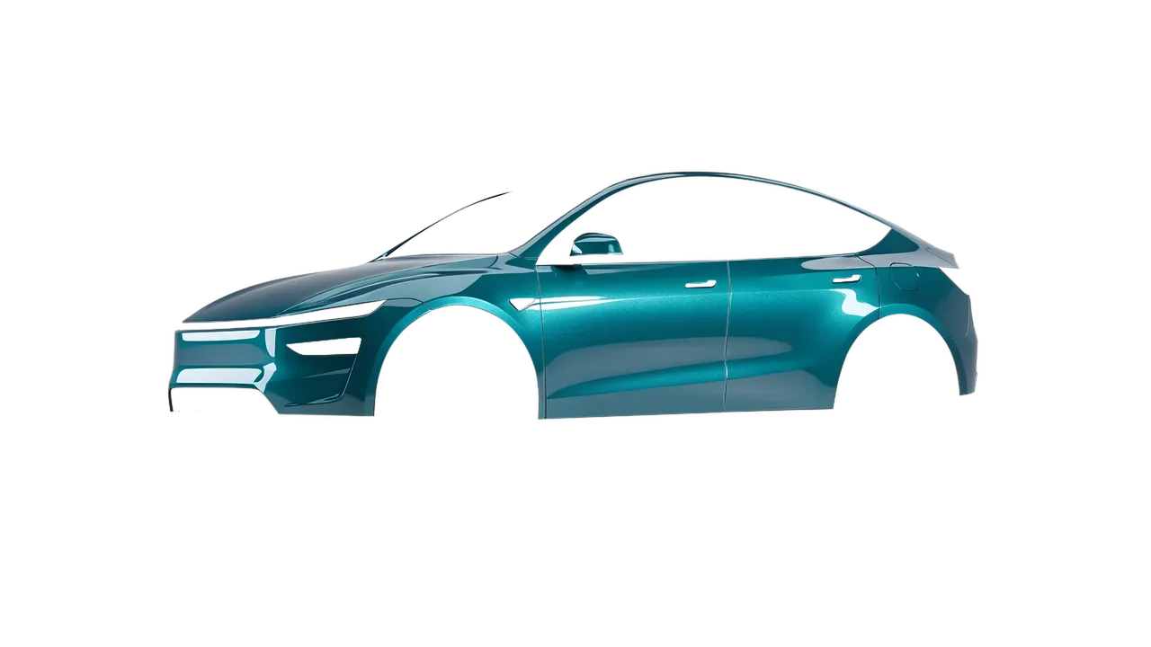 Tesla Model Y Juniper 2025 wrapped in Dynamic Teal Gloss (KPMF K75455), front three-quarter view