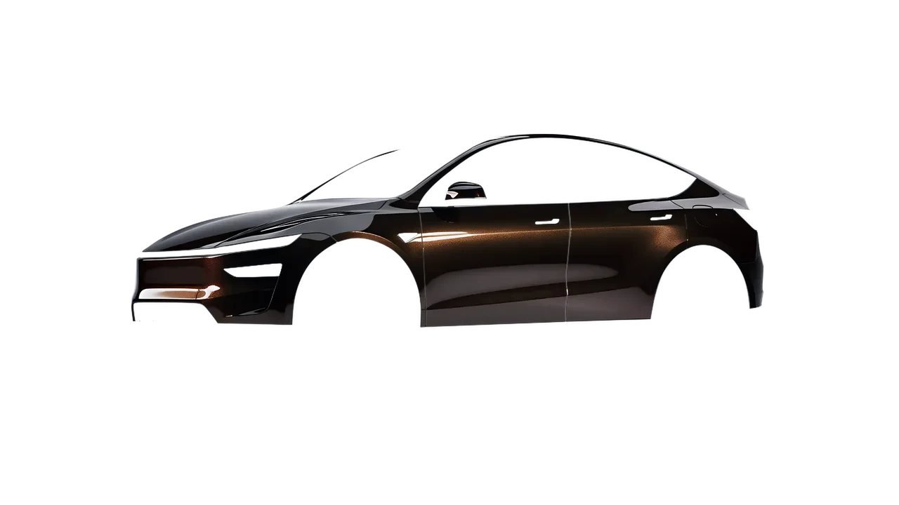 Tesla Model Y Juniper 2025 wrapped in Phantom Black Metallic Gloss (KPMF K75448), front three-quarter view