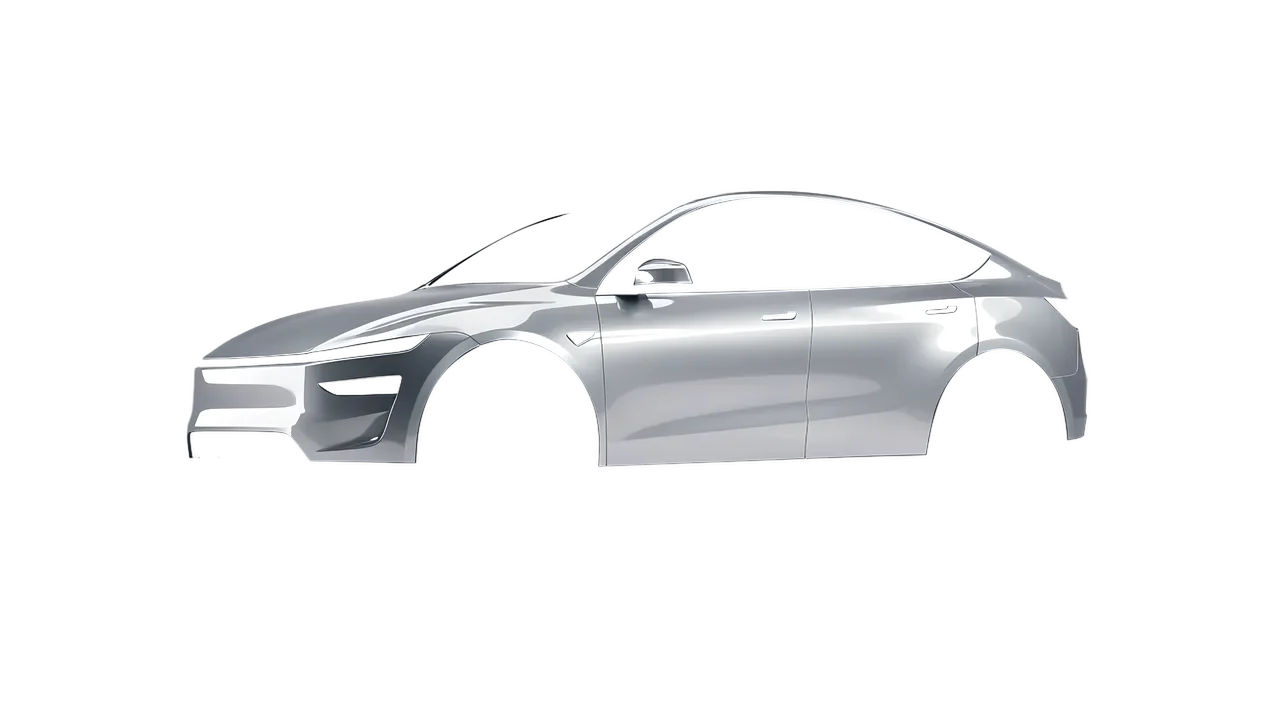 Tesla Model Y Juniper 2025 wrapped in Silver Lake Gloss (ORACAL 970RA-904G), front three-quarter view