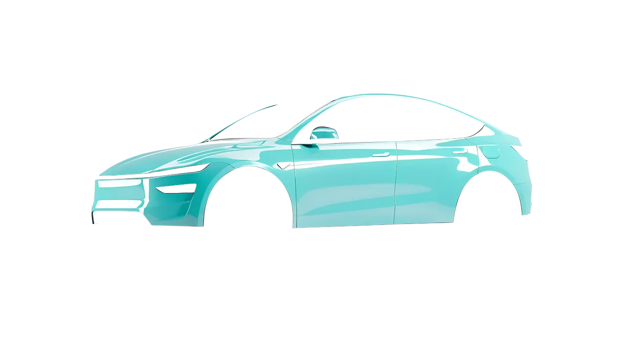 Tesla Model Y Juniper 2025 wrapped in Mint Gloss (ORACAL 970RA-055G), front three-quarter view