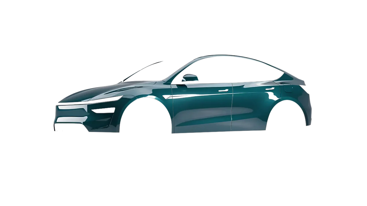 Tesla Model Y Juniper 2025 wrapped in Tidal Teal Gloss (KPMF K75413), front three-quarter view