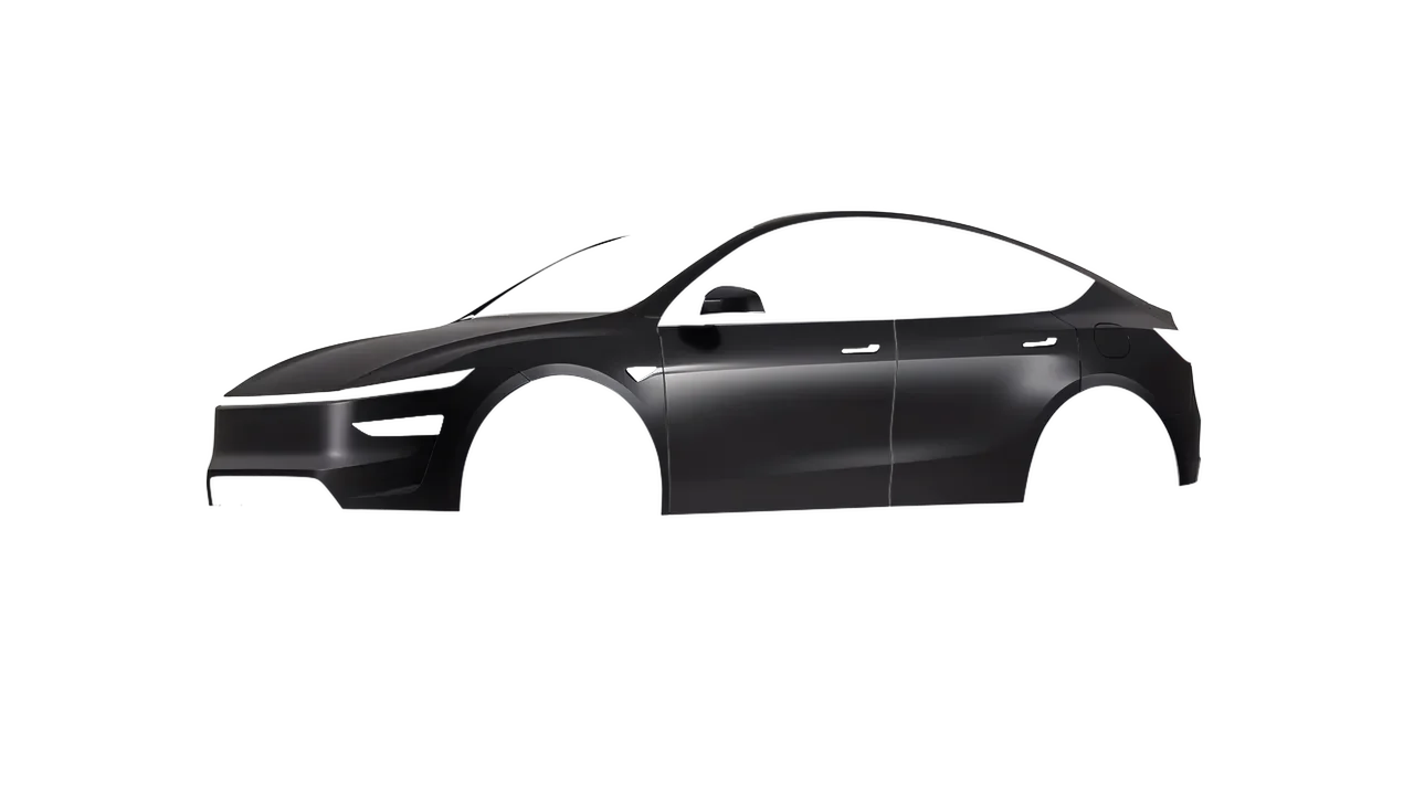 Tesla Model Y Juniper 2025 wrapped in Black Matt (ORACAL 970RA-070M), front three-quarter view