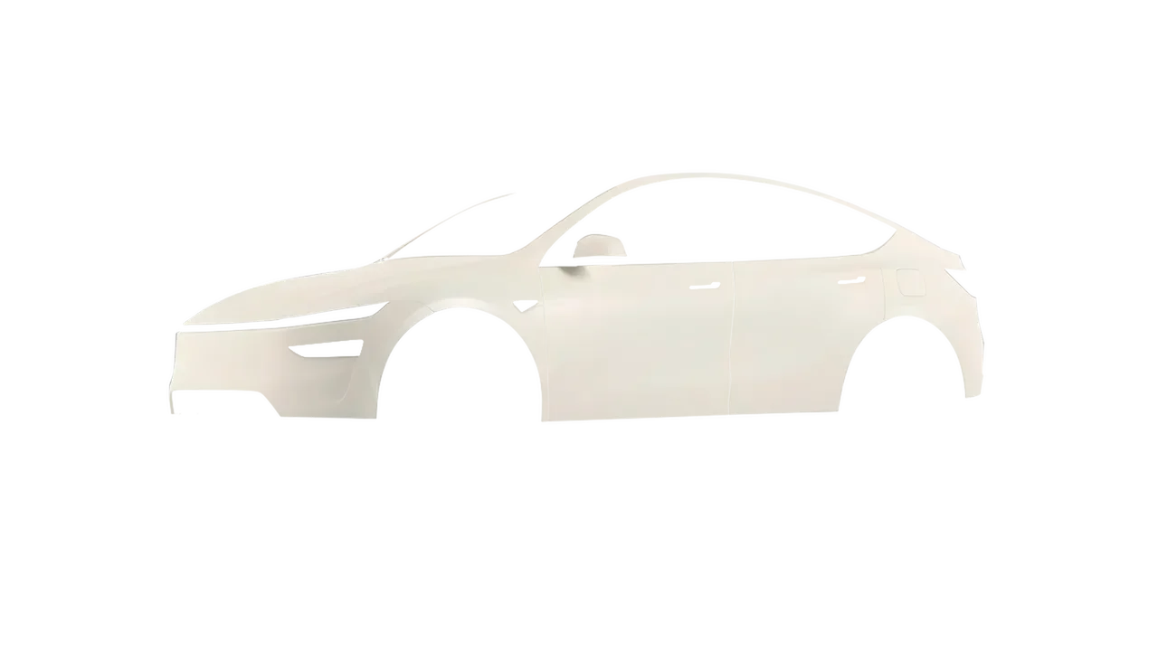 Tesla Model Y Juniper 2025 wrapped in Clear Matt (KPMF K89002), front three-quarter view