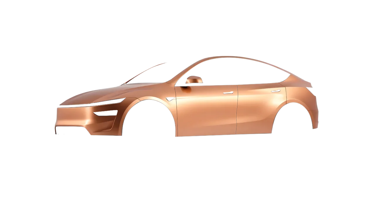 Tesla Model Y Juniper 2025 wrapped in Copper Kiss Matt (ORACAL 970RA-313M), front three-quarter view