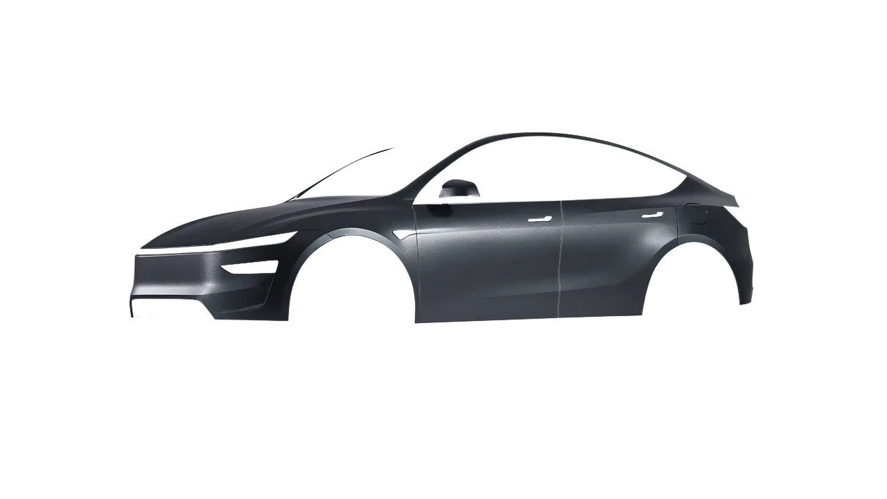 Tesla Model Y Juniper 2025 wrapped in Matt Anthracite (KPMF K75320), front three-quarter view