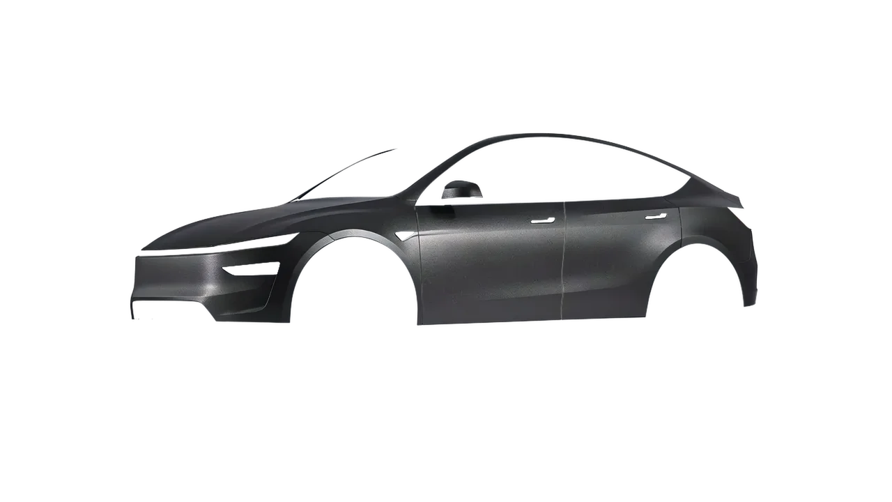 Tesla Model Y Juniper 2025 wrapped in Charcoal Matt (ORACAL 970RA-937M), front three-quarter view