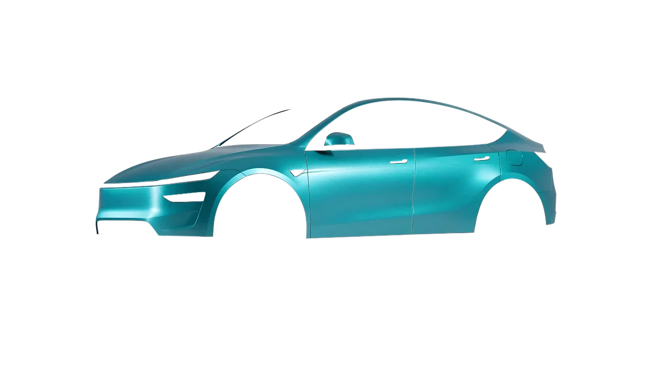Tesla Model Y Juniper 2025 wrapped in Matt Dynamic Turquoise (KPMF K75511), front three-quarter view