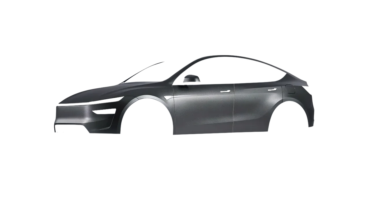 Tesla Model Y Juniper 2025 wrapped in Graphite Matt (ORACAL 970RA-932M), front three-quarter view