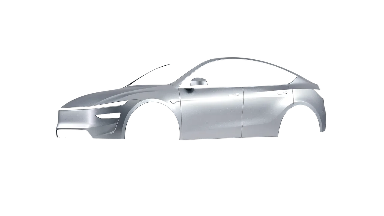 Tesla Model Y Juniper 2025 wrapped in Matt Iced Silver Titanium (KPMF K75501), front three-quarter view