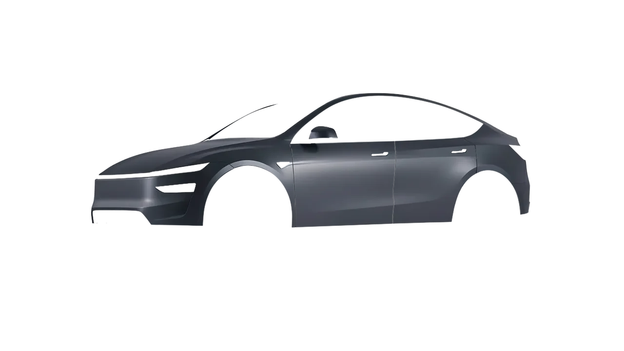 Tesla Model Y Juniper 2025 wrapped in Matt Magnetic Black (KPMF K75551), front three-quarter view
