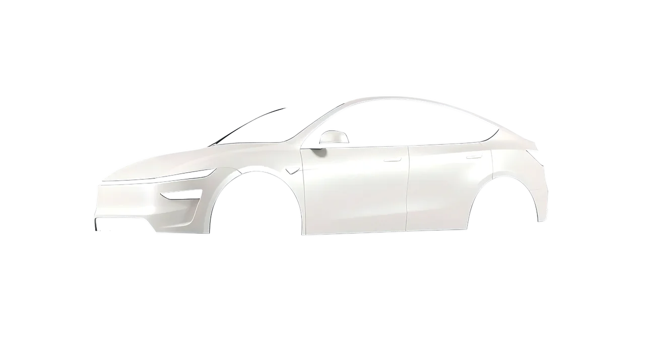 Tesla Model Y Juniper 2025 wrapped in Matt Siberian Pearl (KPMF K75539), front three-quarter view