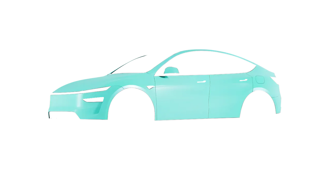 Tesla Model Y Juniper 2025 wrapped in Mint Matt (ORACAL 970RA-055M), front three-quarter view