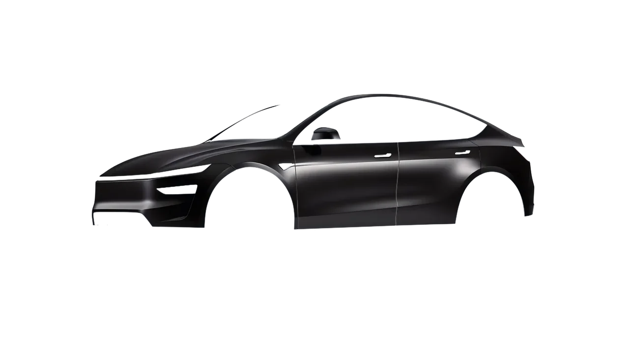 Tesla Model Y Juniper 2025 wrapped in Matt Perfect Black (KPMF K75547), front three-quarter view