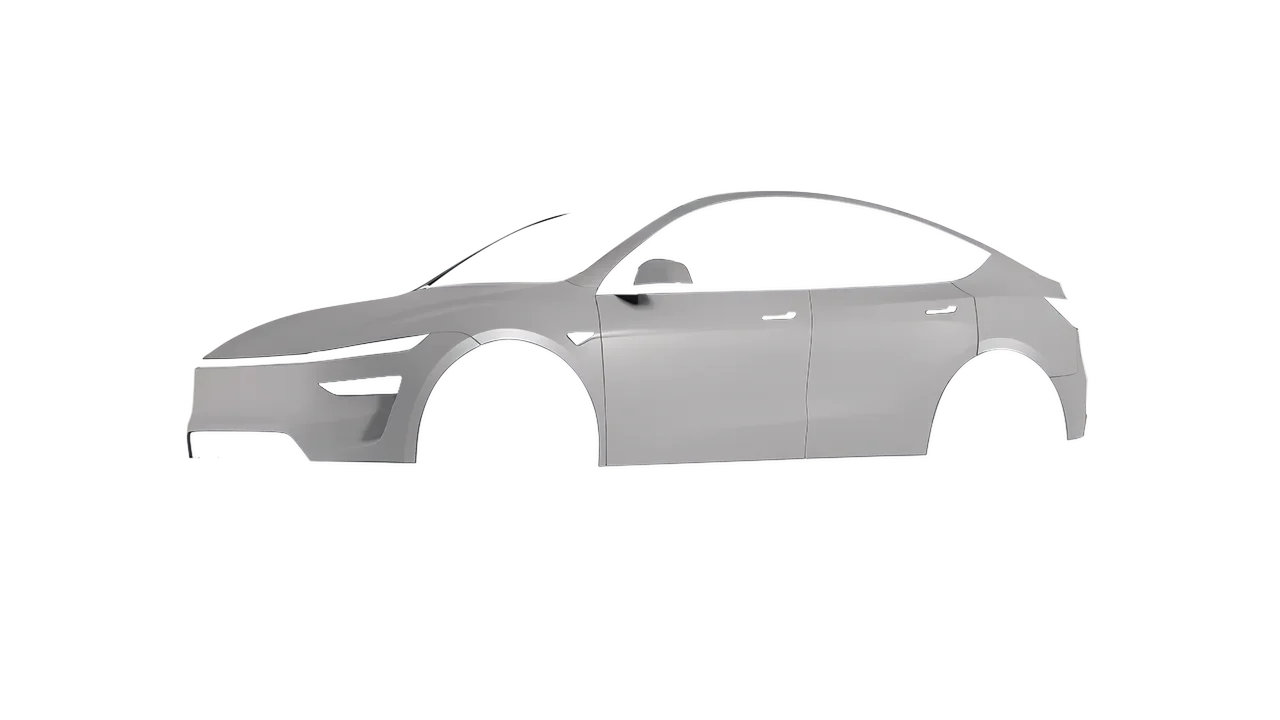 Tesla Model Y Juniper 2025 wrapped in Telegrey Matt (ORACAL 970RA-076M), front three-quarter view