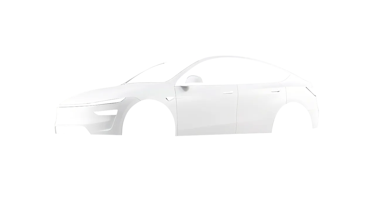 Tesla Model Y Juniper 2025 wrapped in White Matt (KPMF K89011), front three-quarter view
