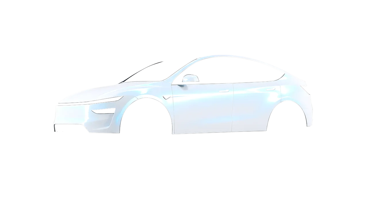 Tesla Model Y Juniper 2025 wrapped in Blue White Pearlescent Gloss (KPMF K75484), front three-quarter view