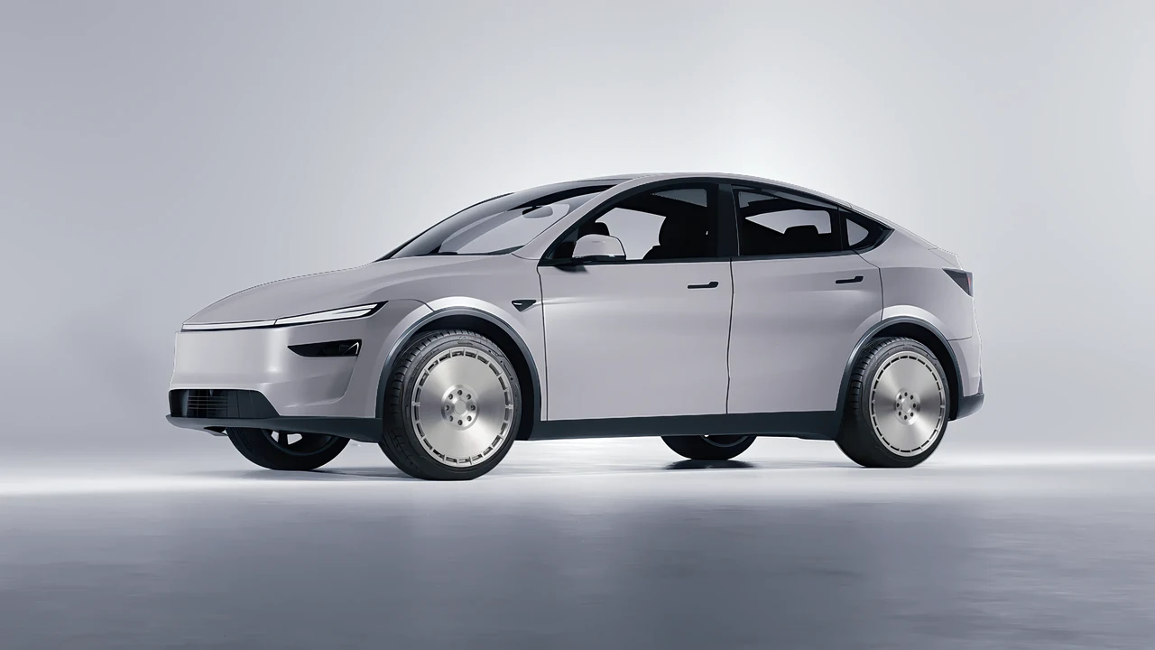 Tesla Model Y Juniper 2025 on RDB LA Zero forged wheels, front three-quarter view