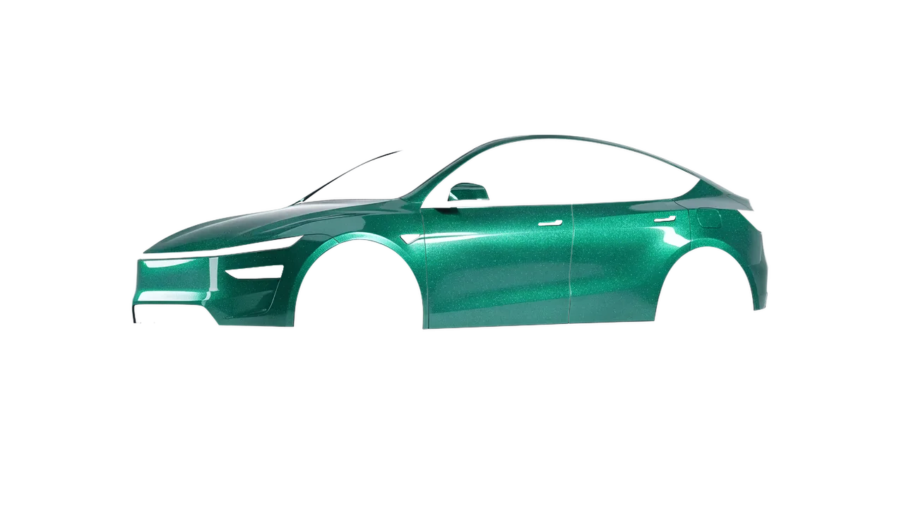 Tesla Model Y Juniper 2025 wrapped in Riviera Rush Gloss (ORACAL 970RA-181G), front three-quarter view