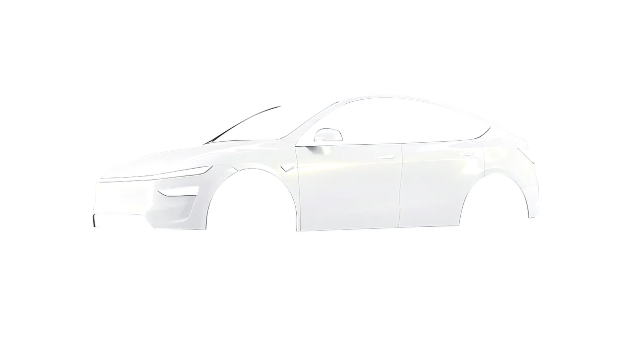 Tesla Model Y Juniper 2025 wrapped in Gold White Starlight Gloss (KPMF K75472), front three-quarter view