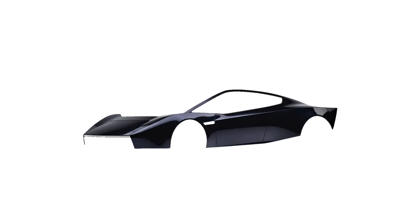 Tesla Roadster 2026 wrapped in Mystery Black (Avery Dennison SW900-184-M), front three-quarter view