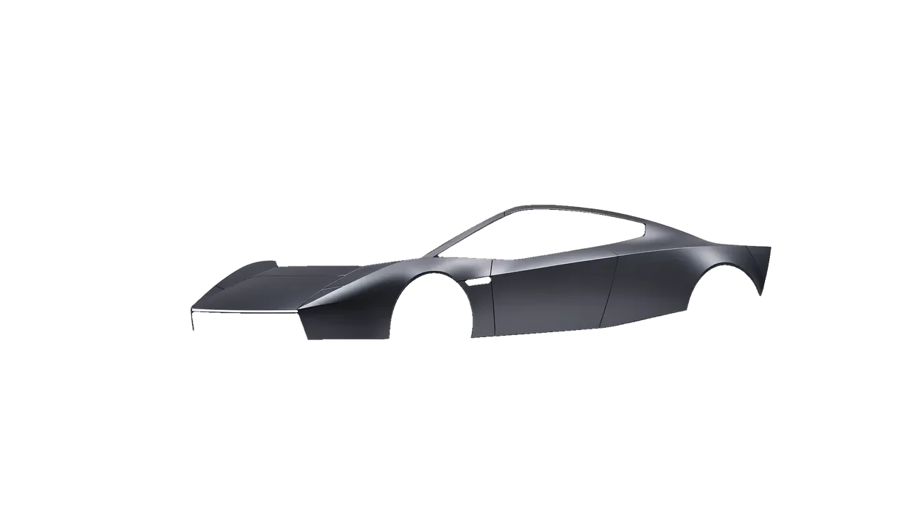 Tesla Roadster 2026 wrapped in Black Rock Grey (Avery Dennison SW900-823-M), front three-quarter view