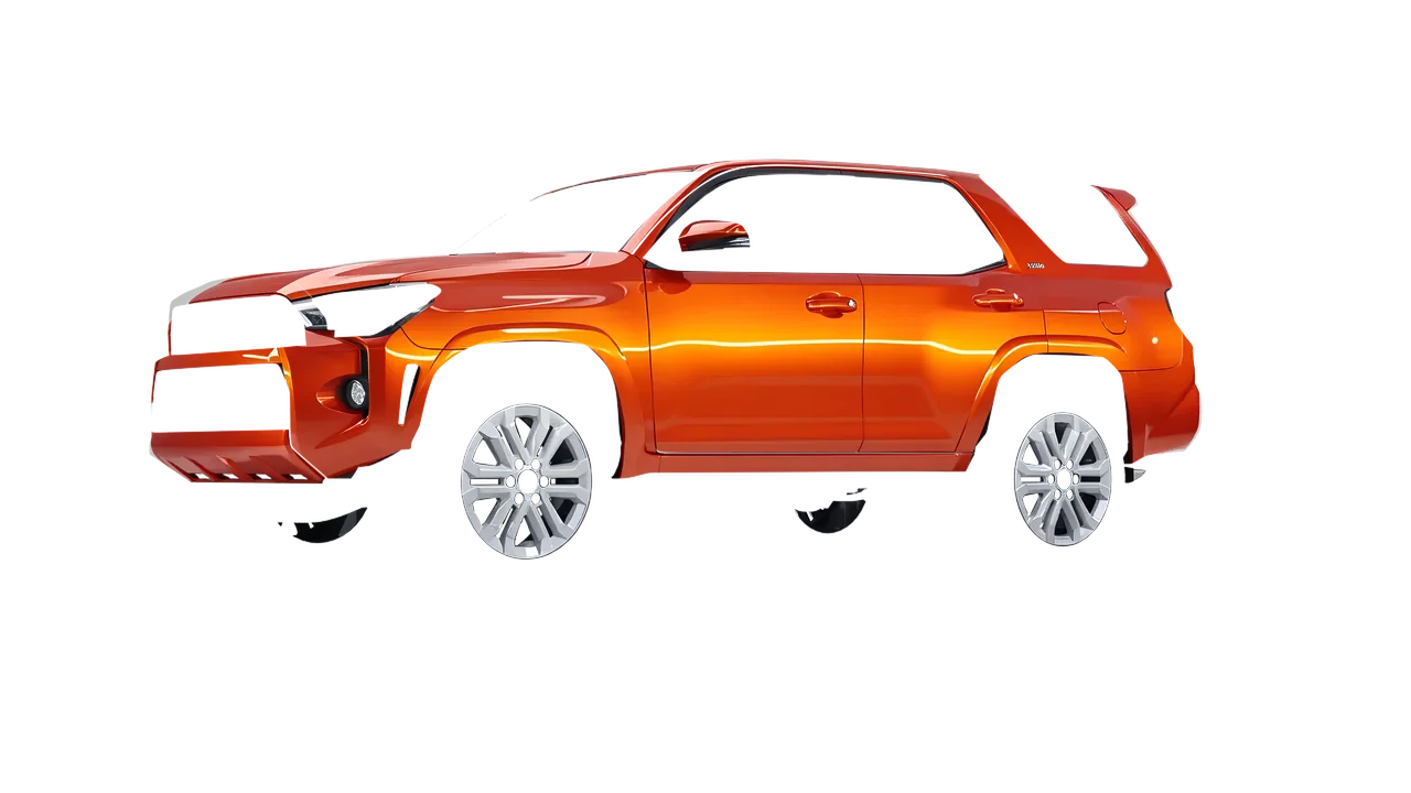 Toyota 4Runner 2025 wrapped in Fiery Orange (3M G364), front three-quarter view