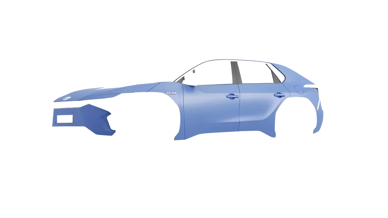 Toyota bZ4X 2023 wrapped in Dreamline Blue (Avery Dennison SW900-616-O), front three-quarter view