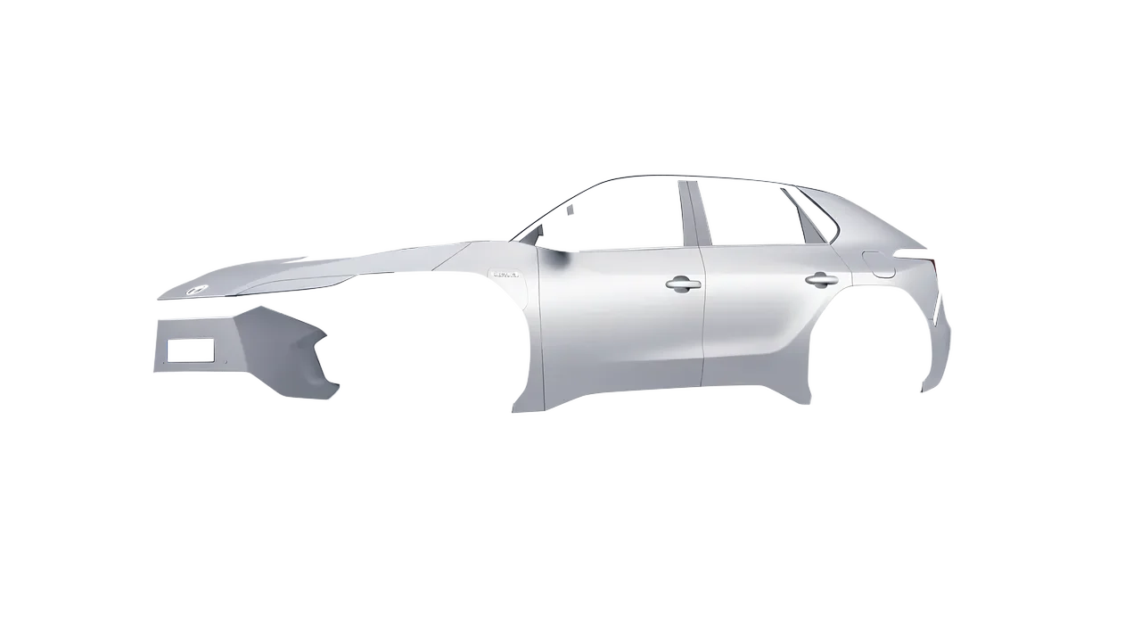 Toyota bZ4X 2023 wrapped in Matte Silver (3M M21), front three-quarter view