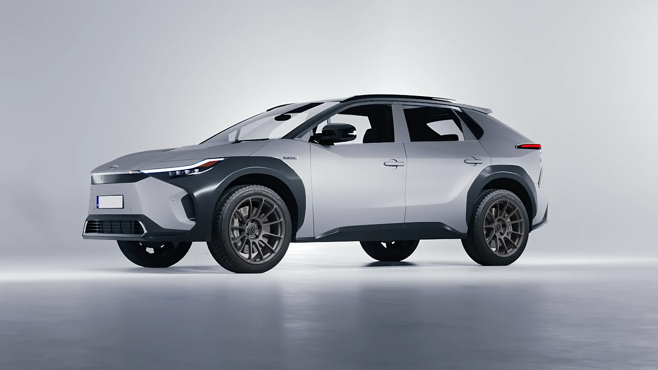Toyota bZ4X 2023 on HRE Performance Wheels RC103 forged wheels, front three-quarter view