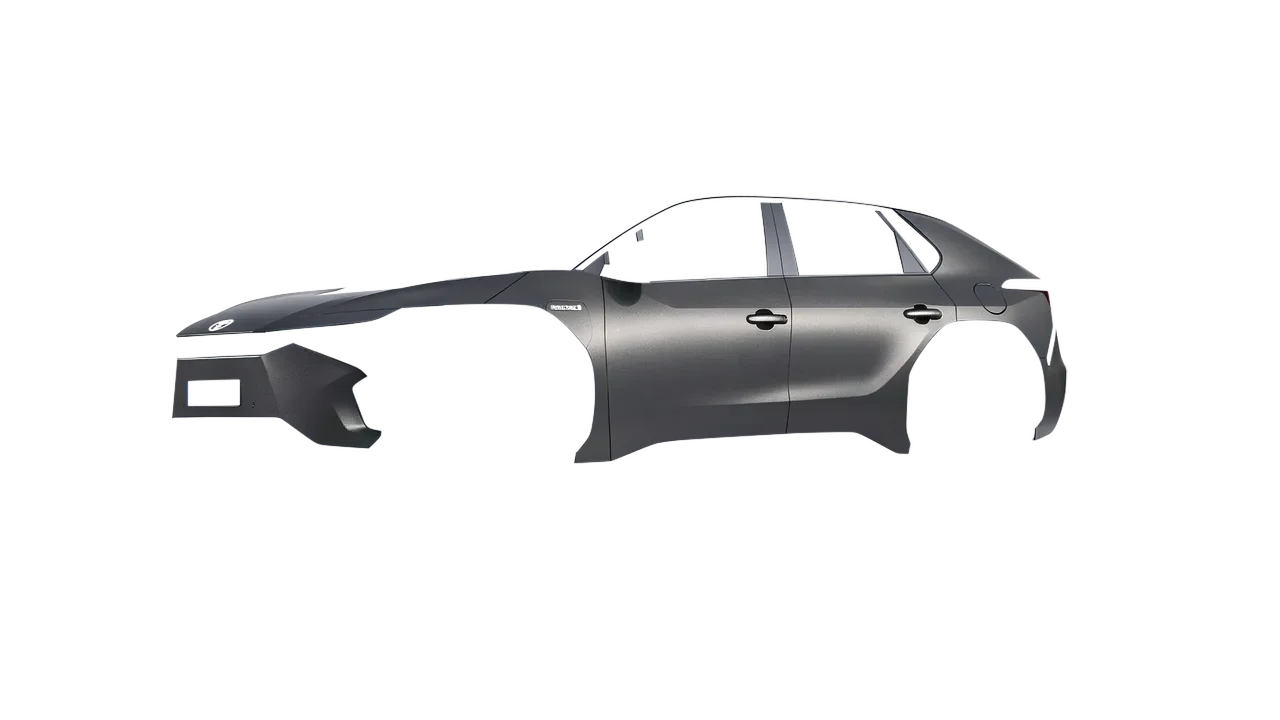 Toyota bZ4X 2023 wrapped in Black Rock Grey (Avery Dennison SW900-823-M), front three-quarter view