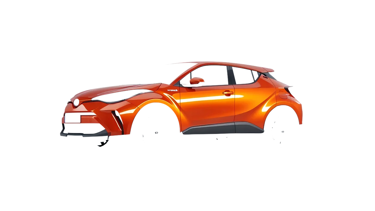 Toyota C-HR 2021 wrapped in Fiery Orange (3M G364), front three-quarter view