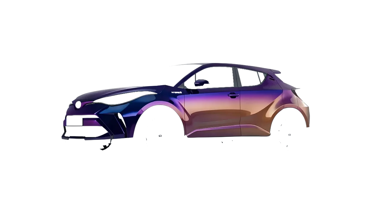 Toyota C-HR 2021 wrapped in Gloss Flip Deep Space (3M GP278), front three-quarter view