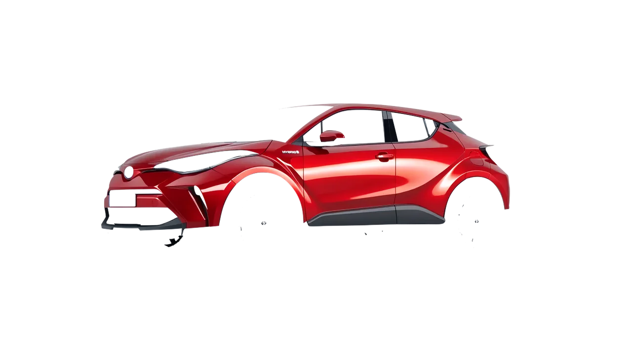 Toyota C-HR 2021 wrapped in Hot Rod Red (3M G13), front three-quarter view