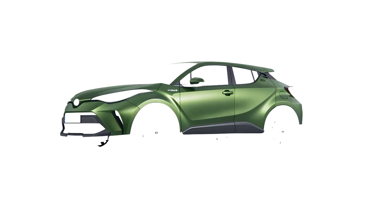 Toyota C-HR 2021 wrapped in Apple Green (Avery Dennison SW900-745-M), front three-quarter view