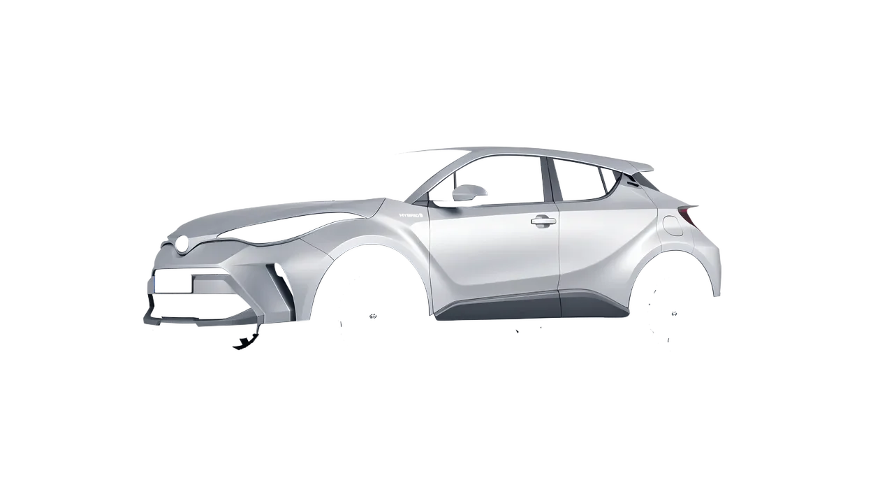Toyota C-HR 2021 wrapped in Matte Silver (3M M21), front three-quarter view
