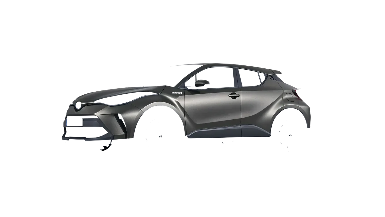 Toyota C-HR 2021 wrapped in Black Rock Grey (Avery Dennison SW900-823-M), front three-quarter view
