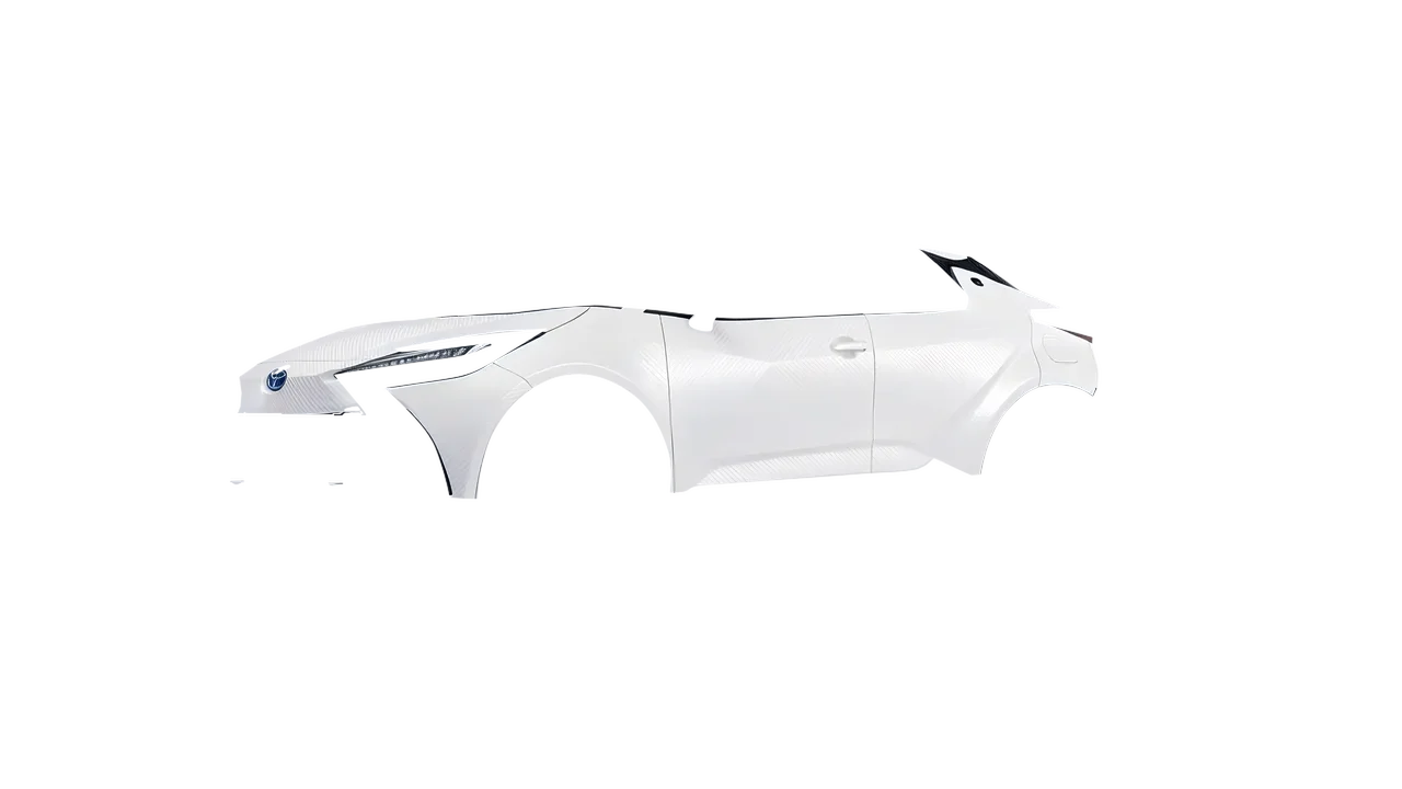 Toyota C-HR 2024 wrapped in Carbon Fiber White (Avery Dennison SW900-115-X), front three-quarter view