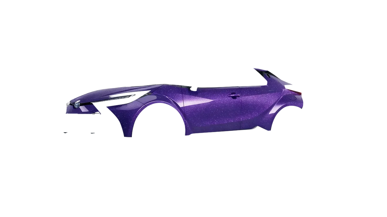 Toyota C-HR 2024 wrapped in Purple (Avery Dennison SW900-587-D), front three-quarter view