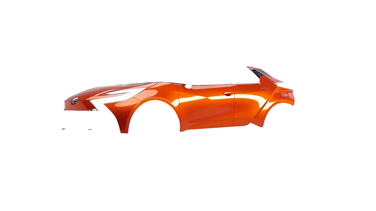 Toyota C-HR 2024 wrapped in Fiery Orange (3M G364), front three-quarter view