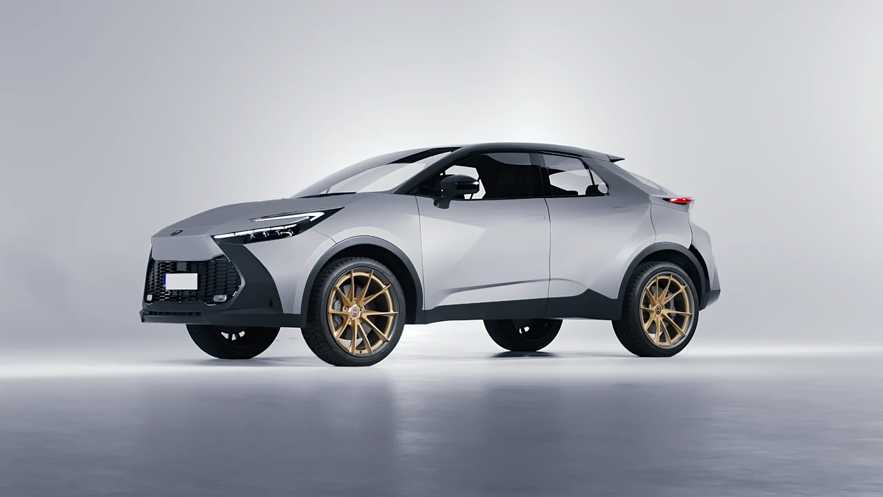 Toyota C-HR 2024 on HRE Performance Wheels S204H forged wheels, front three-quarter view
